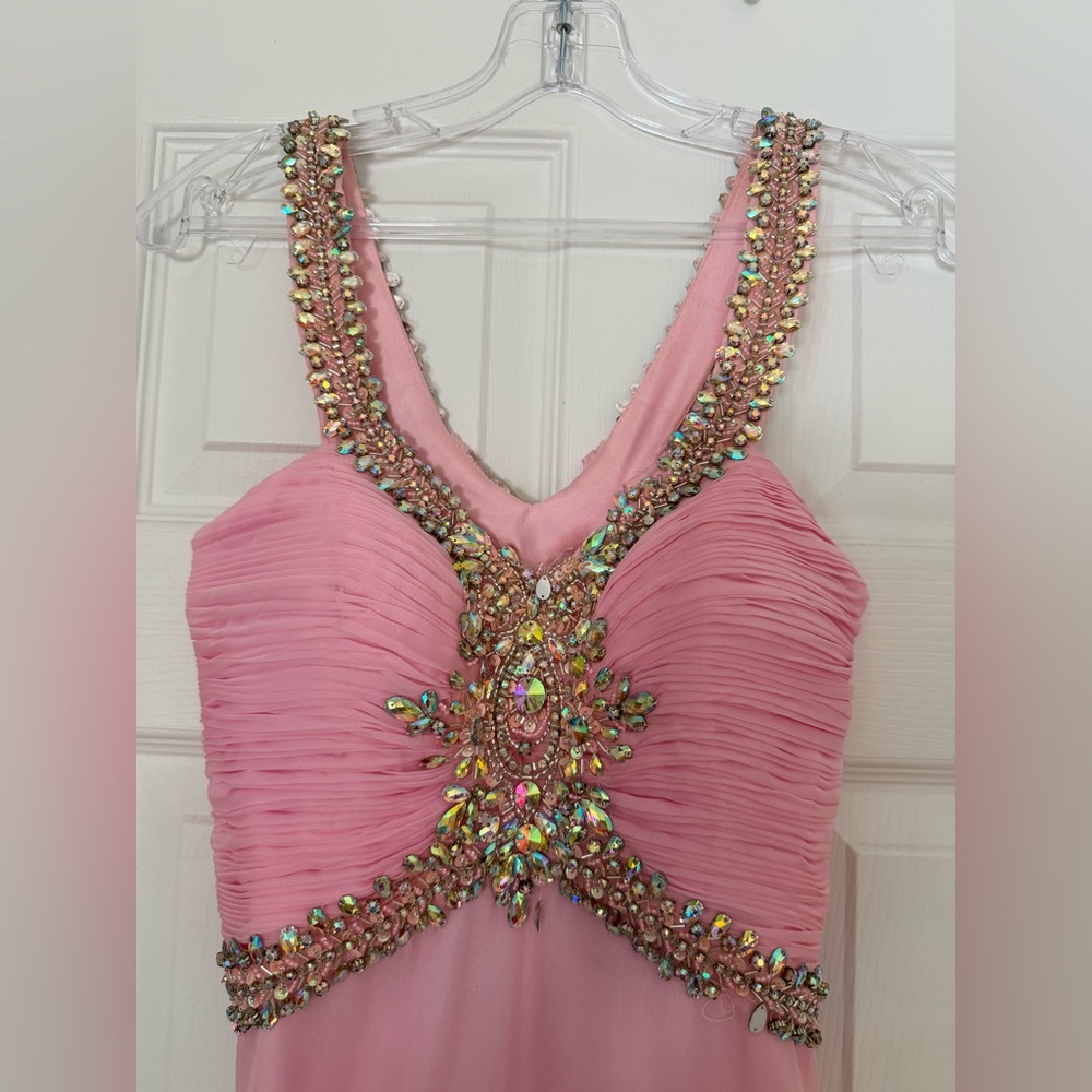Elegant Pink Jeweled Prom Dress